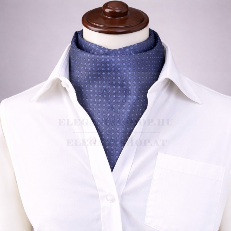   NM szatén ascot nyaksál - Kék aprómintás Francia, Ascot, Különlegesség